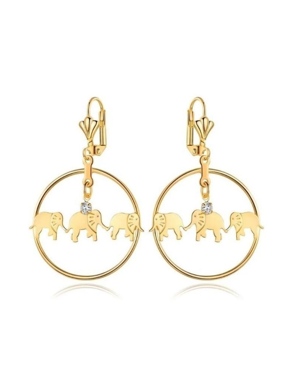 18K Gold Plated Triple Elephant Hoop Earrings